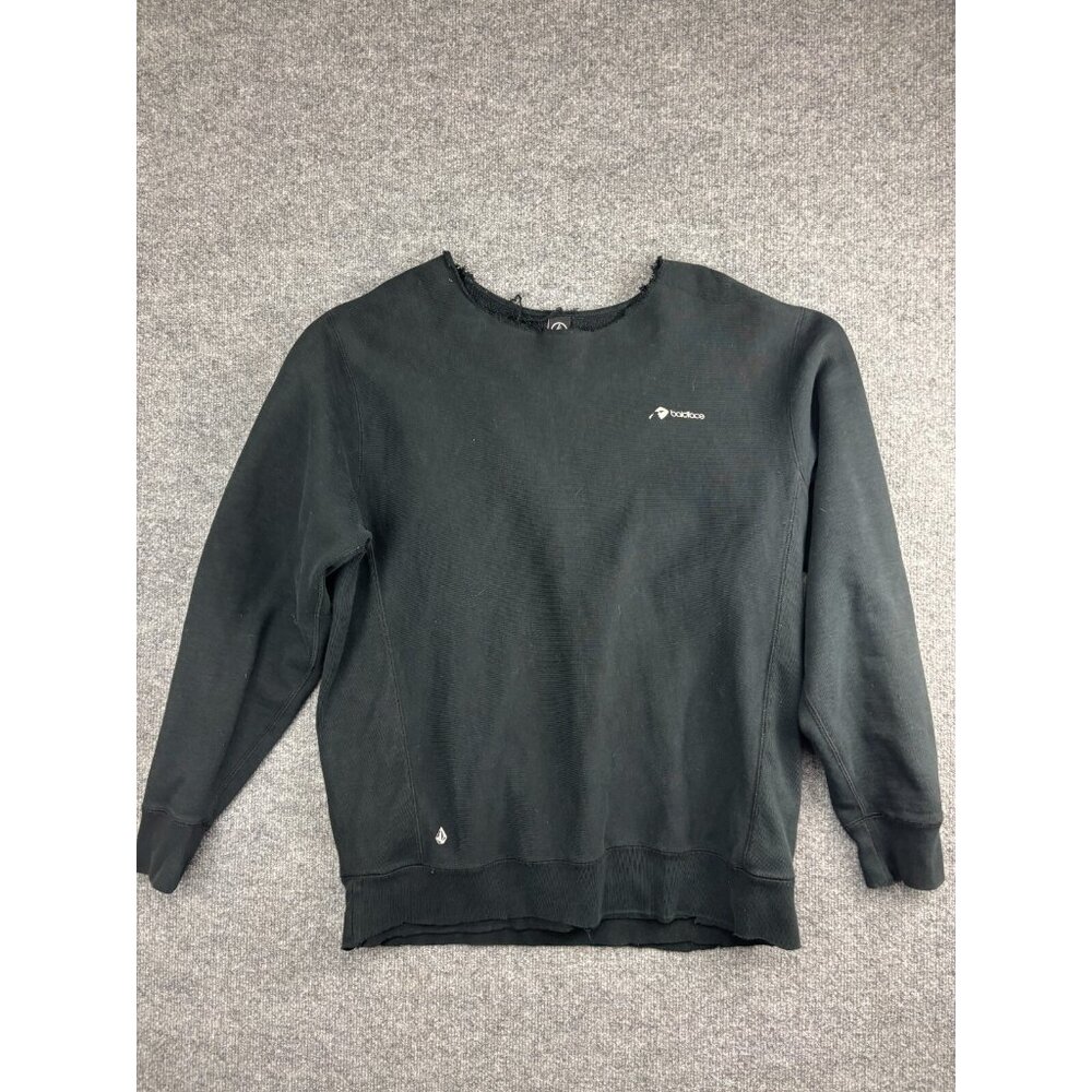 Volcom Baldface Sweatshirt Men's Large Black Pullover Distressed Neckline